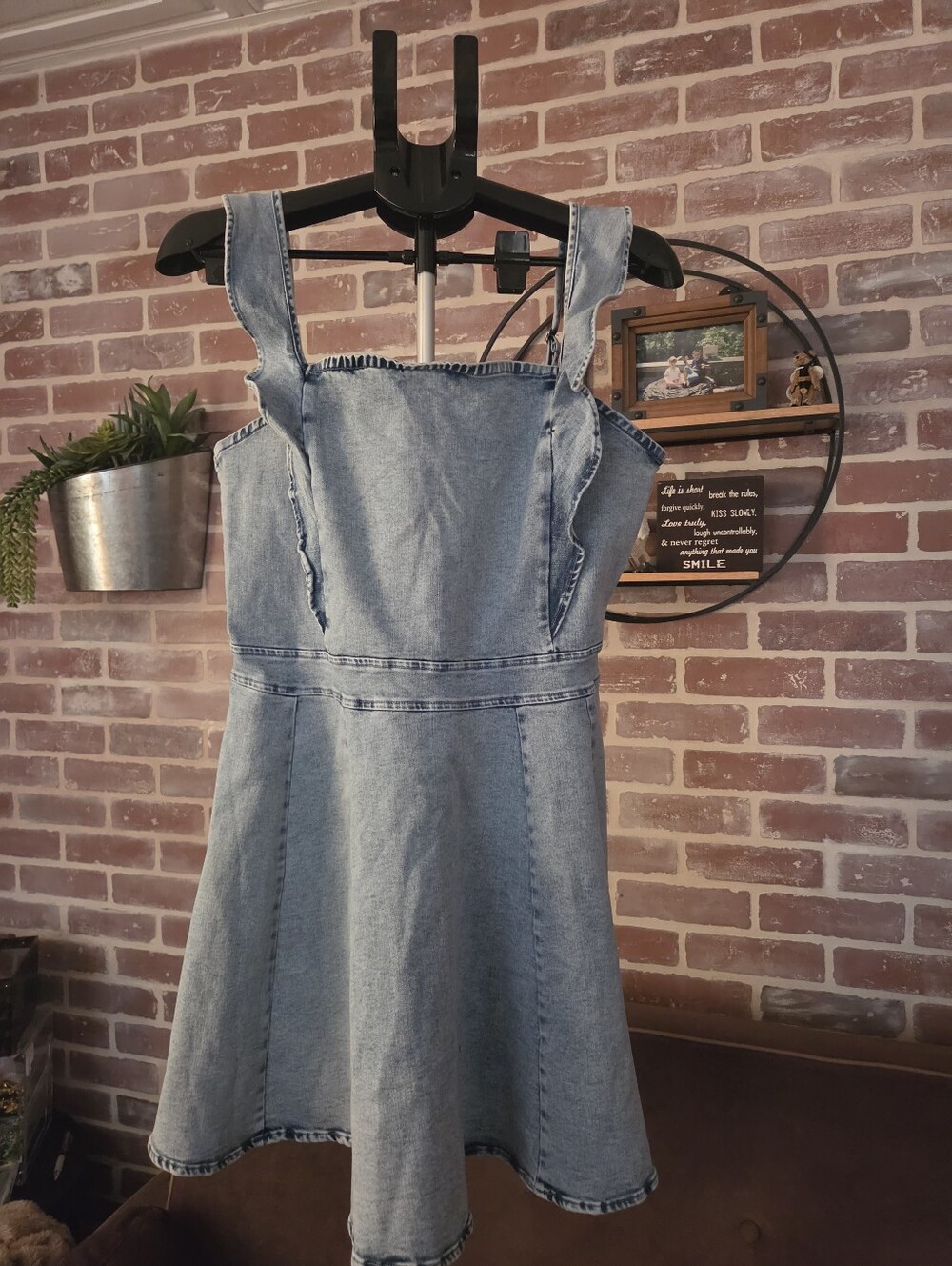 Denim A-Line Sundress in Light Blue - Women's Dress
